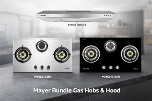 Bundle Offer | Mayer MMGH773HI 78cm 2‑Burner Glass Gas Hob / MMSS773HI 75cm 2‑Burner Stainless Steel Gas Hob + MMSL901SM Slimline Hood 90cm