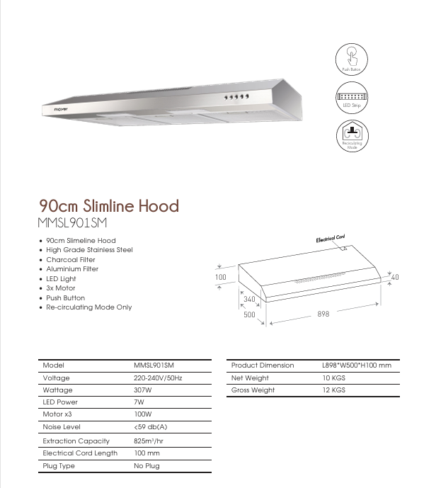 Mayer MMGH883HI / MMSS883HI Gas Hobs + MMSI900LEDHS / MMSL901SM Cooker Hoods - Image 6