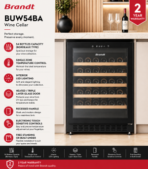 Brandt BUW54BA 54-Bottle Freestanding Wine Cellar Singapore