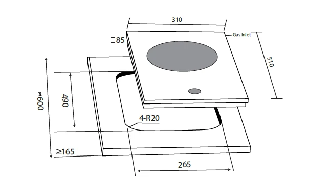 Mayer MMGH130HI 30cm Single Zone Glass Gas Hob - Image 4