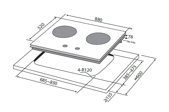 Mayer MMGH288HI 88cm 2-Zone Glass Gas Hob Singapore