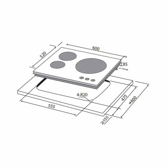 Mayer MMGH360HI 60cm 3-Burner Glass Gas Hob
