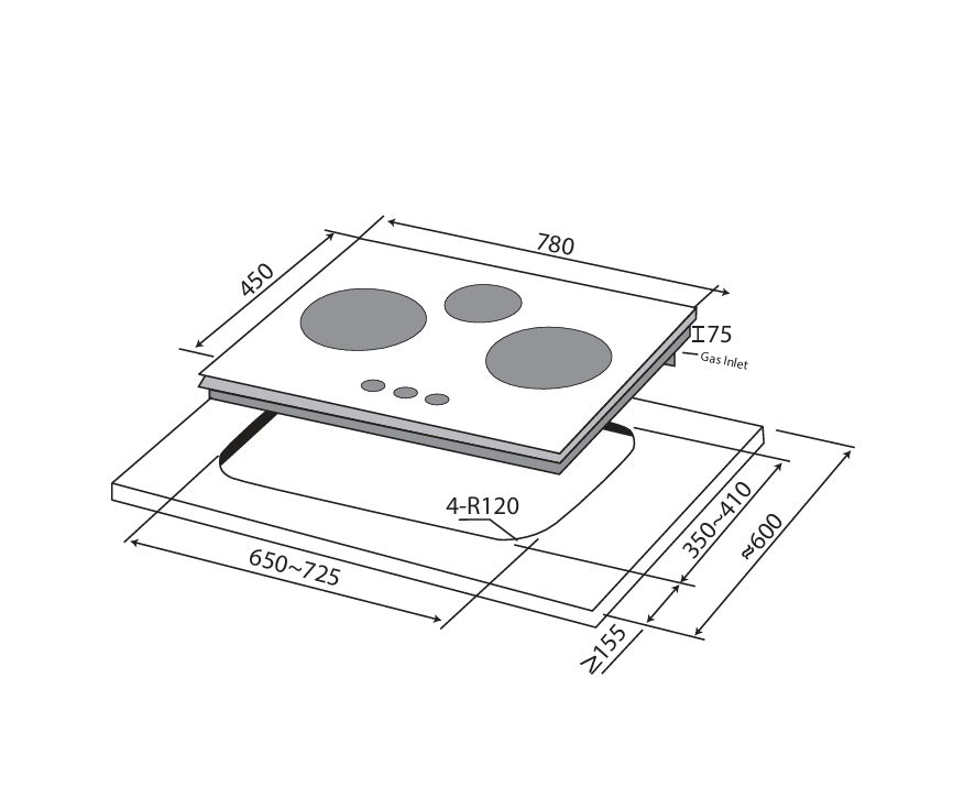 Mayer MMGH378HI 78cm 3-Zone Glass Gas Hob Singapore