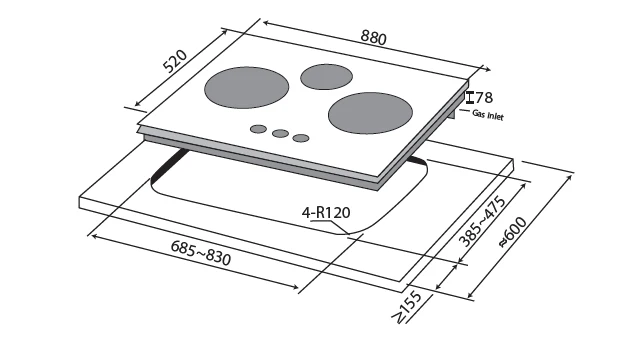 Mayer MMGH388HI 88cm 3 Burner Glass Gas Hob - Image 10