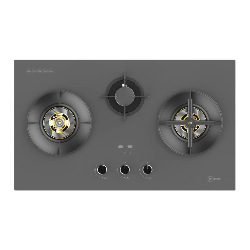 Mayer MMGH388HI 88cm 3-Zone Glass Gas Hob with Brass Burners Singapore