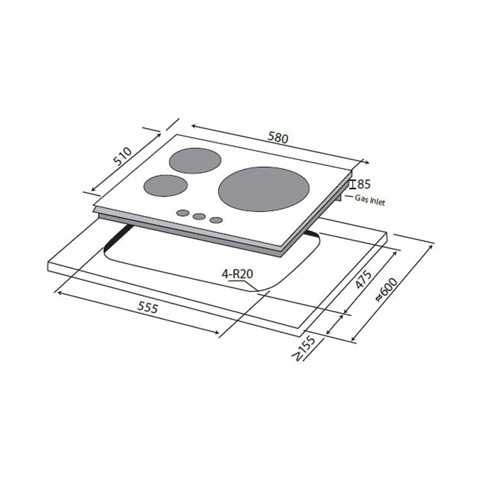 Mayer MMSS360HI 60cm 3-Burner Stainless Steel Gas Hob Singapore