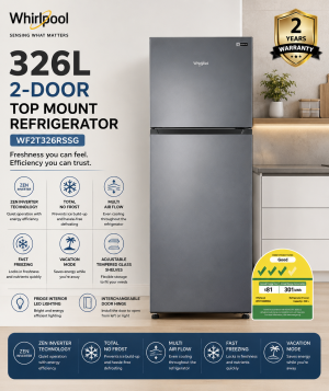 Whirlpool WF2T326RSSG 326L Top Mount Refrigerator Singapore