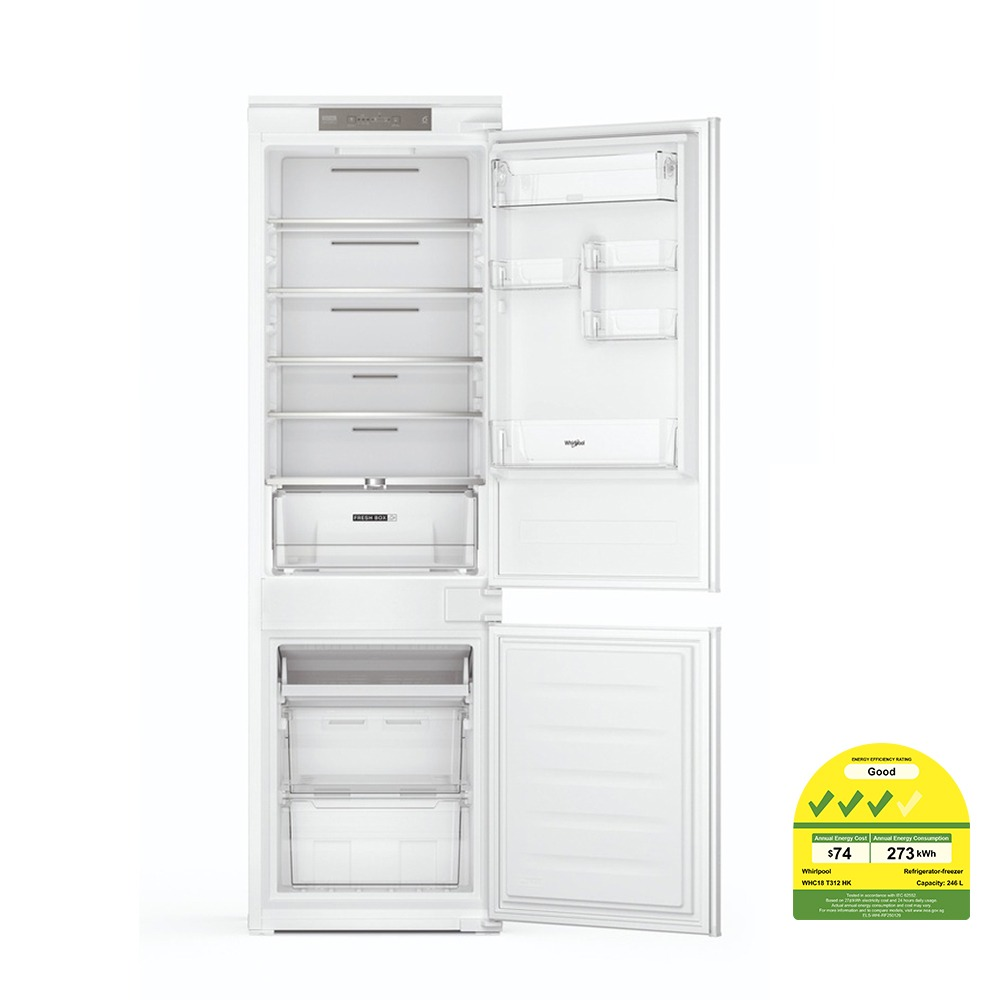 Whirlpool WHC18T312HK 246L Built-In Fridge Freezer White Singapore