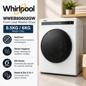 Whirlpool WWEB85602GW 8.5kg / 6kg SaniCare Front Load Washer Dryer