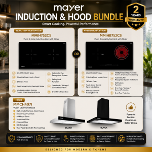 Mayer MMIH752CS or MMIHB752CS 75cm Induction Hob with MMCH407I 90cm Chimney Hood Package Singapore