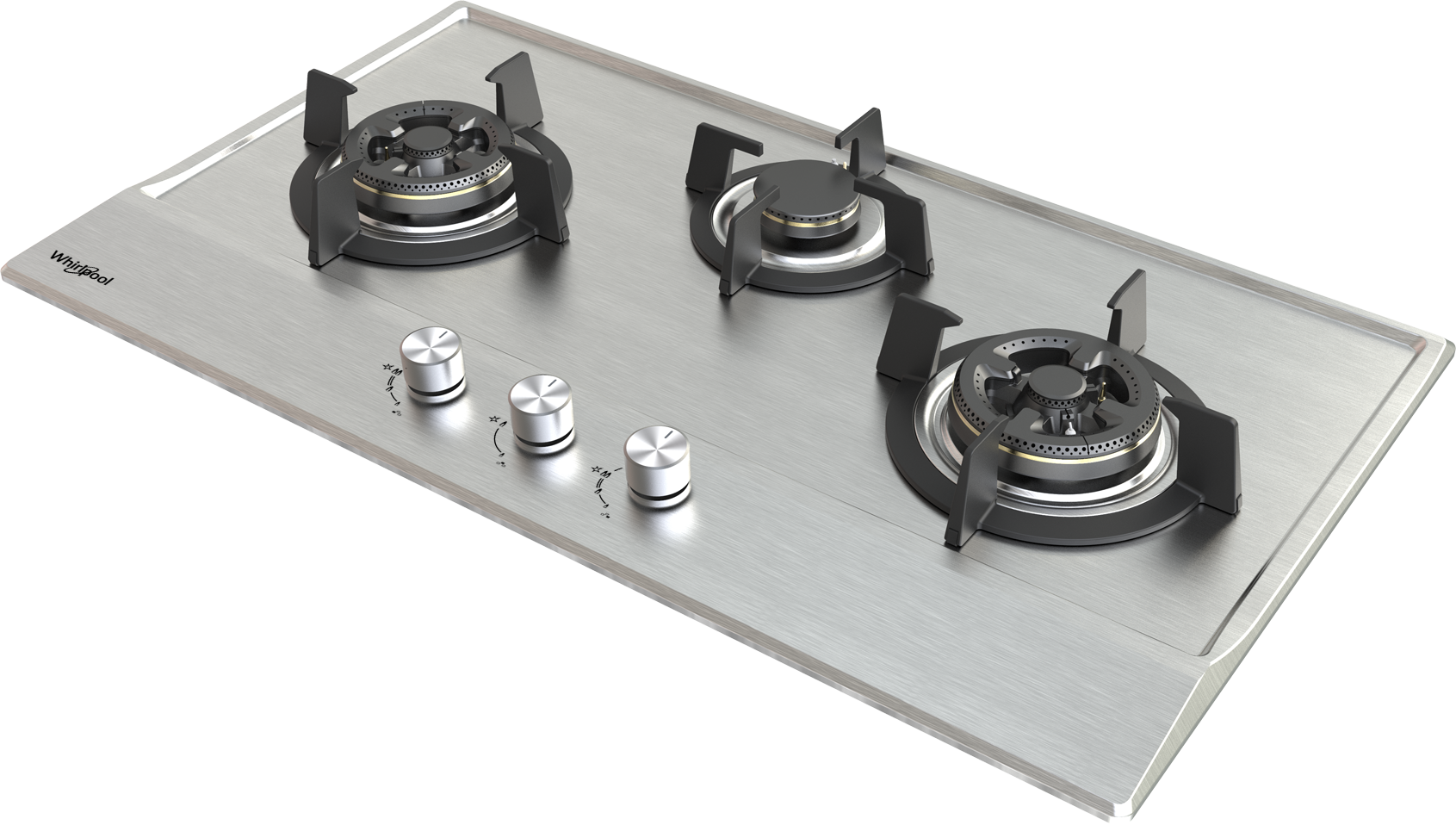 Whirlpool GWM8831TS GWM8831LS 88cm 3-Burner Stainless Steel Built-In Gas Hob
