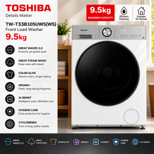 Toshiba TW-T33B105UWS(WS) 9.5kg White Front Load Washer Singapore