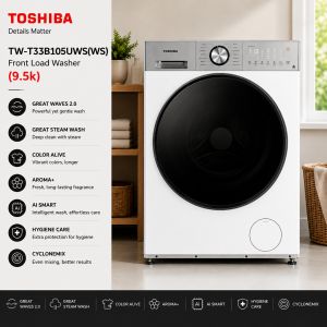 Toshiba TW-T33B105UWS(WS) 9.5kg White Front Load Washer Singapore
