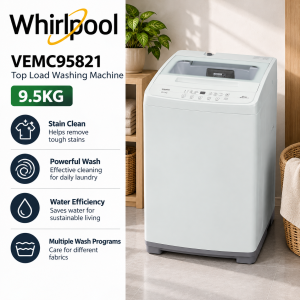 Whirlpool VEMC95821 9.5kg StainClean Top Load Washing Machine Singapore
