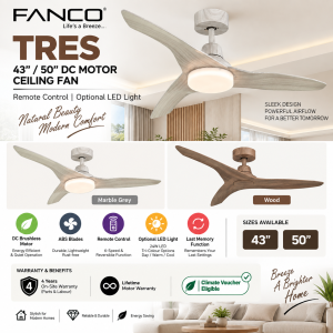 FANCO TRES 43 50 Inch DC Ceiling Fan with Remote Control Singapore