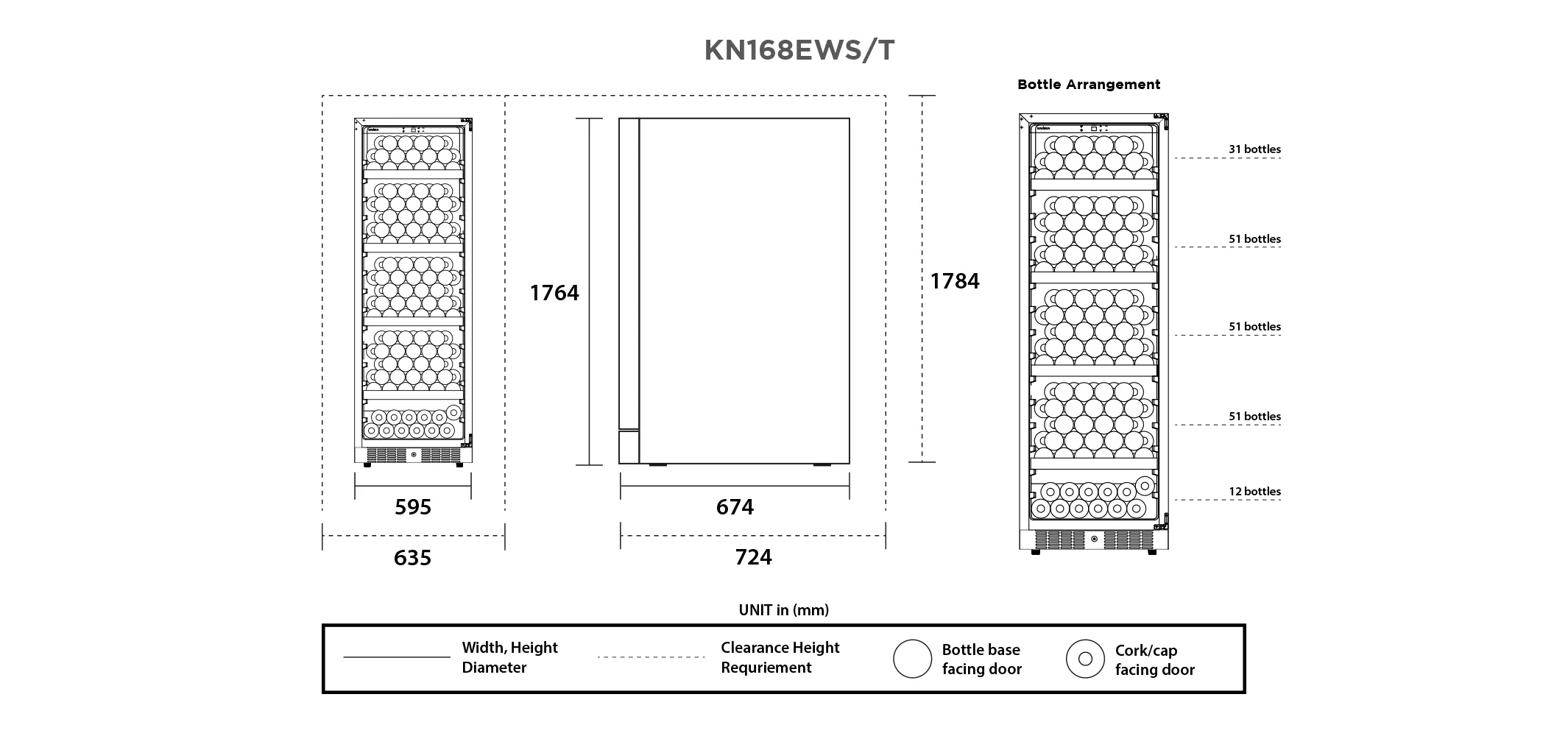 Kadeka KN168EWS / KN168EWT 196 Bottles Wine Chiller | Steel Series | Solid Stainless Steel / Glass Door - Image 4