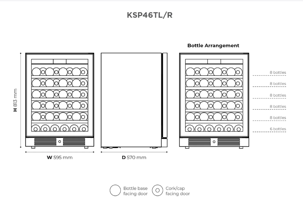 Kadeka KSP46TL / KSP46TR 46 Bottles Wine Chiller | Signature Series | Single Zone | Matte Black - Image 4