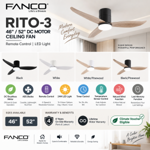 FANCO RITO-3 46 52 Inch DC Ceiling Fan with 24W LED Light Singapore