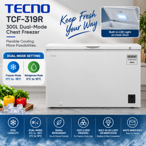 Tecno TCF-319R 300L Dual-Mode Chest Freezer White Singapore
