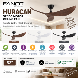 FANCO HURACAN 52 Inch DC Ceiling Fan with Remote Control Singapore
