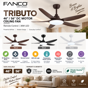 FANCO TRIBUTO 46 56 Inch DC Ceiling Fan with 36W LED Singapore