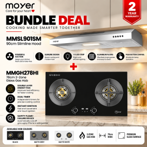 Mayer MMGH278HI 2-burner glass gas hob with MMSL901SM slimline hood